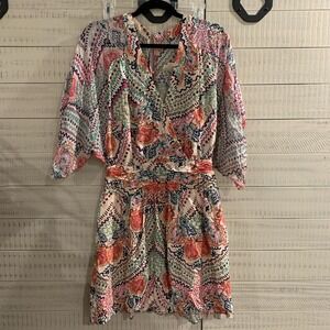 Maeve by Anthropologie‎ Multicolor Siya Kimono Dress Pink Rose Abstract Floral 4